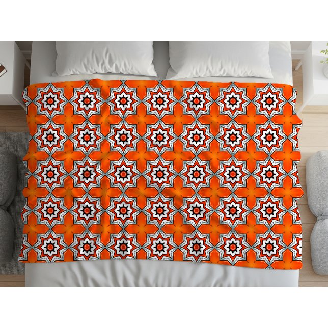 Cobertor De Velo Toalha com padrão de mandala geométrica laranja e  (Criador carregado)