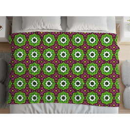 Cobertor De Velo Toalha com padrão geométrico verde roxo e branco