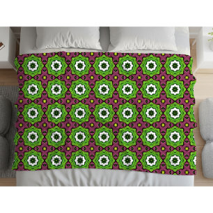 Cobertor De Velo Toalha com padrão geométrico verde roxo e branco