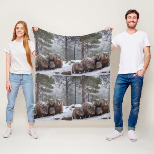 Cobertor De Velo Toca Congelada: Família de Wombats Australiana