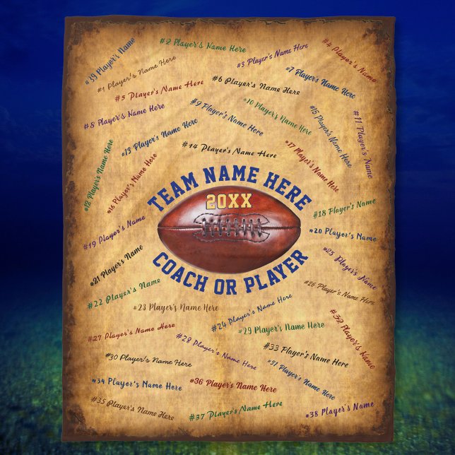 Cobertor De Velo Todos Os Jogadores, Presentes Personalizados Do Tr (Football Coach Gift Ideas. Personalized Football Gifts for Players. Senior Night Football Gifts.)