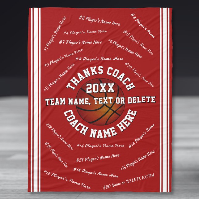 Cobertor De Velo Todos os nomes dos jogadores, presentes para trein (Good gifts for basketball coaches. Basketball Coach blanket. Personalized Basketball Coach Gifts. )