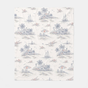 Cobertor De Velo Toile de Jouy Azul Costeira