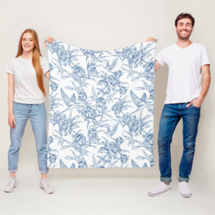 Cobertor De Velo Toile de Jouy Azul Francesa