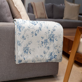 Cobertor De Velo Toile De Jouy Floral Blue Chinoiseries Pattern