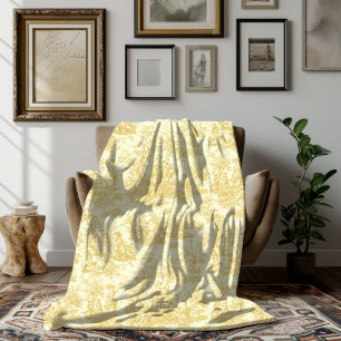 Cobertor De Velo Tóile de jouy floral retrô amarelo-vivo