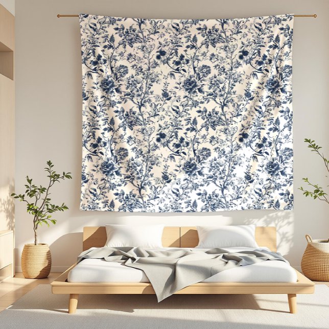 Cobertor De Velo Toile de padrão de vinha Rosa azul (detail)