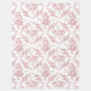 Cobertor De Velo Toile floral cor-de-rosa e branco gravado elegante