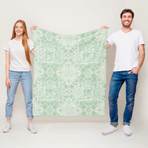 Cobertor De Velo Toile Vintage Sage com Figuras Clássicas