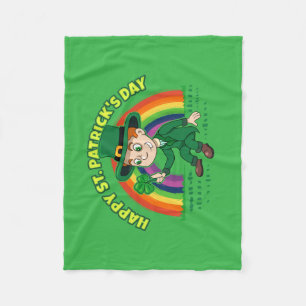 Cobertor De Velo Toon leprechaun bonito com shamrock e arco-íris