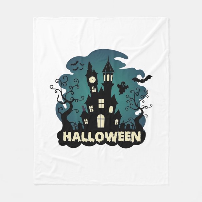 Cobertor De Velo Torre do Relógio da Casa Assombrada de Halloween M (Frente)