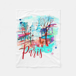 Cobertor De Velo Torre Eiffel encontra-me em Paris, Watercolor Spla