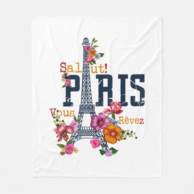 Cobertor De Velo Torre Eiffel Paris Shirt Salut Flor Paris Fra (Frente)