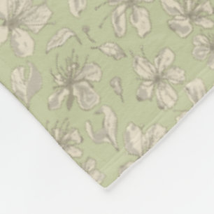 Cobertor De Velo Tosse Blossoms em Olive Green - padrão sem costura