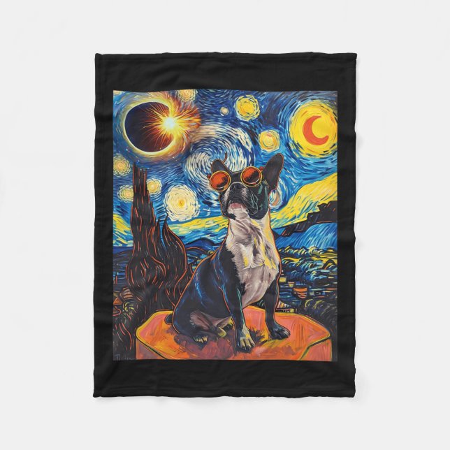 Cobertor De Velo Total de Eclipse Solar Boston Terrier Dog (Frente)