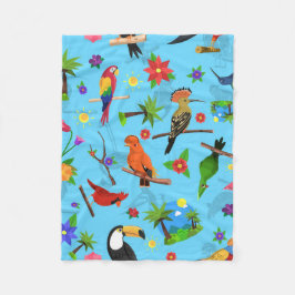 Cobertor De Velo Toucan Flamingo E Arara - Padrão De Aves Sem Costu