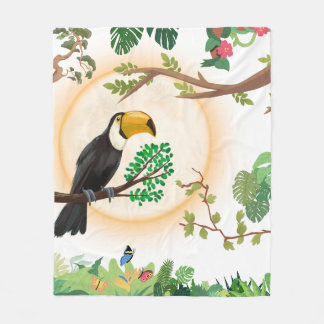 Cobertor De Velo Toucan Tropical Pássaro & Folhas da Selva Estética