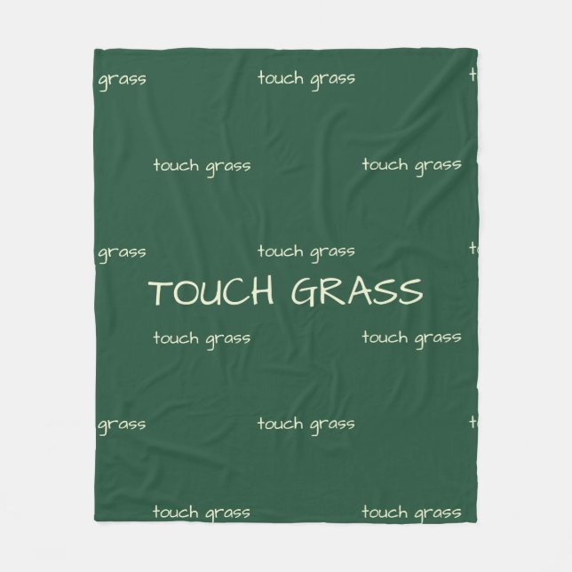 Cobertor De Velo Touch Grass Minimalist Sage Green Fleece Blanket - (Frente)
