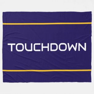 Cobertor De Velo TOUCHDOWN Diversão Texto Branco Listras Laranja Az
