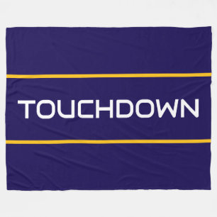 Cobertor De Velo TOUCHDOWN Texto Branco Listras Laranja Dourado Azu