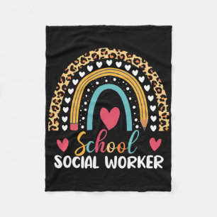 Cobertor De Velo Trabalhadora Social Escolar Boho Rainbow School