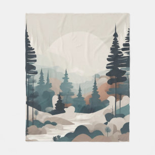 Cobertor De Velo Trabalho de arte de Paisagem de Floresta de Boho
