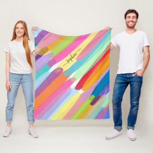 Cobertor De Velo Traços de cores diagonais, nome, pintura de Abstra