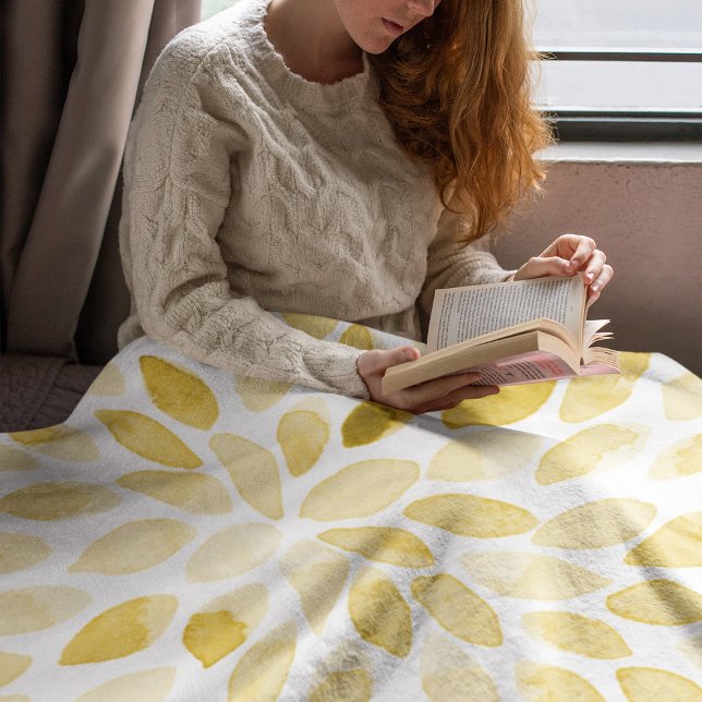 Cobertor De Velo Traços de pincel amarelo de aquarela (Criador carregado)