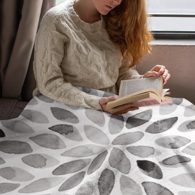 Cobertor De Velo Traços de pincel de aquarelas - preto e branco (Criador carregado)