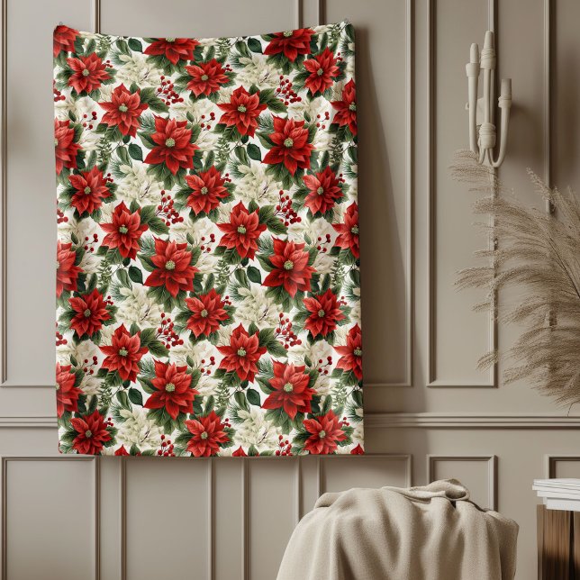 Cobertor De Velo Traditional Blanket Red Poinsettia Winter Charm (Traditional Blanket Red Poinsettia Winter Charm)