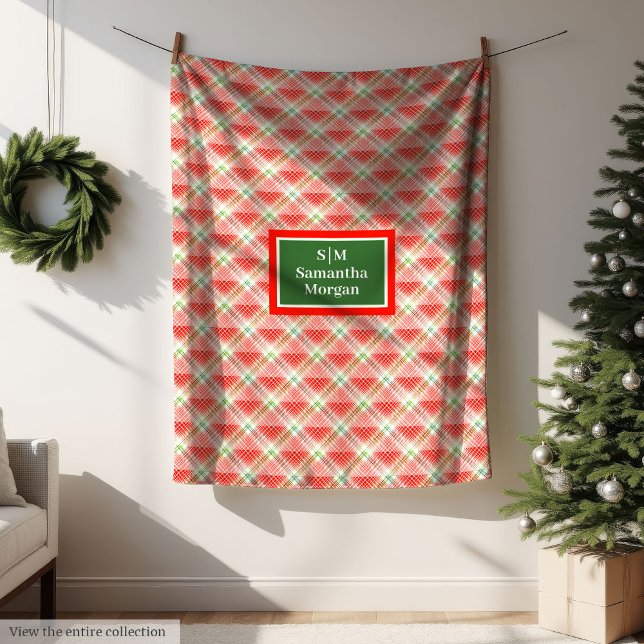 Cobertor De Velo Traditional Plaid Blanket Custom Monogram Gift (Traditional Plaid Blanket Custom Monogram Gift)