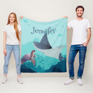 Cobertor De Velo Traje personalizado e tartaruga sob o mar