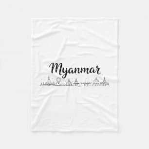 Cobertor De Velo Trajes de viagem de férias na silhueta de Myanmar