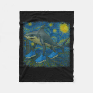Cobertor De Velo Tralalalero Tralala Funny Shark Van Gogh Starry Ni