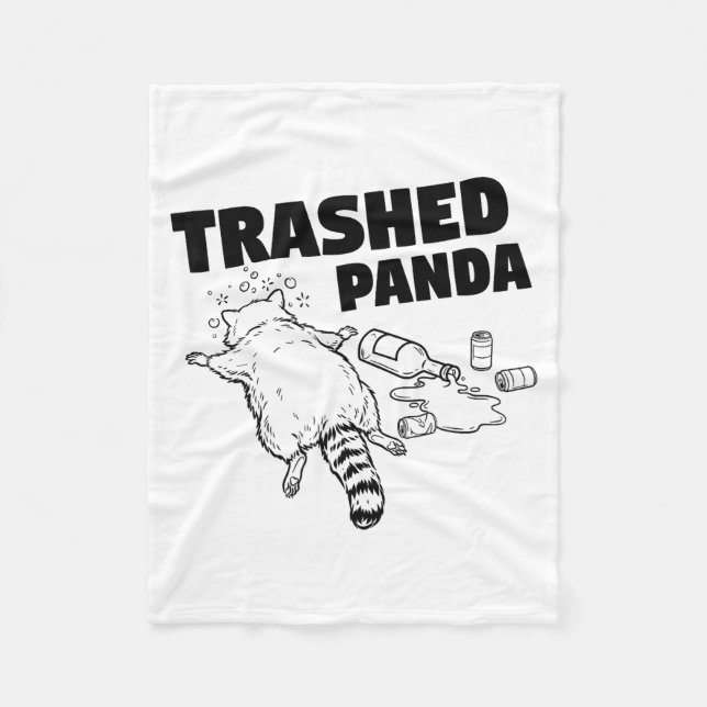 Cobertor De Velo Trashed Panda Funny Drunk Racoon  (Frente)