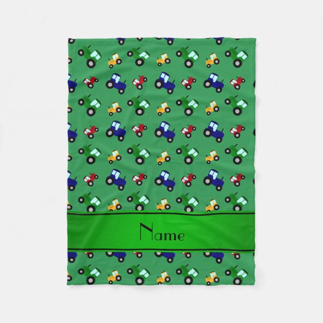 Cobertor De Velo Tratores verdes conhecidos personalizados (Frente)