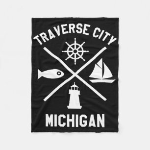 Cobertor De Velo Traverse City Norte Michigan Tee Sailing Boaty