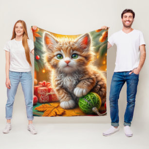 Cobertor De Velo Travesseiro decorativo Fluffy Christmas Kitten