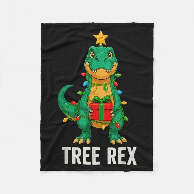 Cobertor De Velo Tree Rex Dinossauro Divertido Natal  (Frente)