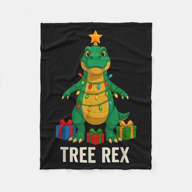 Cobertor De Velo Tree Rex Dinossauro Divertido Natal  (Frente)