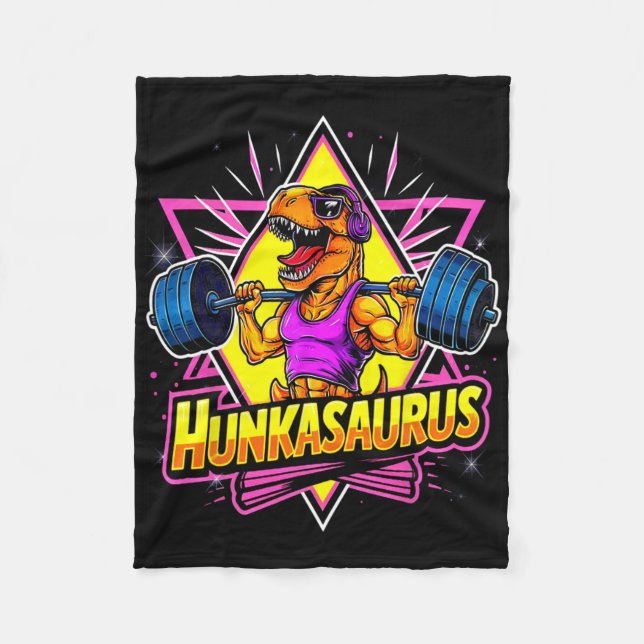 Cobertor De Velo Treino de Academia Hunkasaurus T-rex Powerlifting  (Frente)