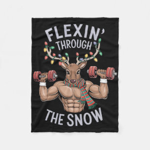 Cobertor De Velo Treino de Natal engraçado no ginásio Renas Flexin