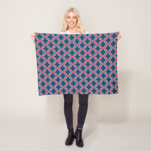 Cobertor De Velo Trellis, Latice, Quatrefoil, azul e vermelho marro