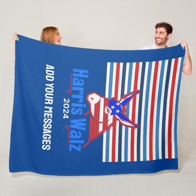 Cobertor De Velo Trending Custom Text Kamala Harris Walz Donkey (In Situ)