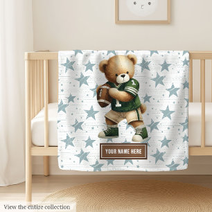 Cobertor De Velo Trendy American Football Teddy Bear Personalizado