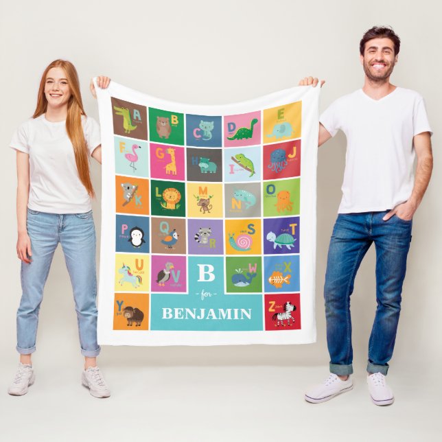 Cobertor De Velo Trendy Animal Alphabet Kids Room Baby Nursery (In Situ)