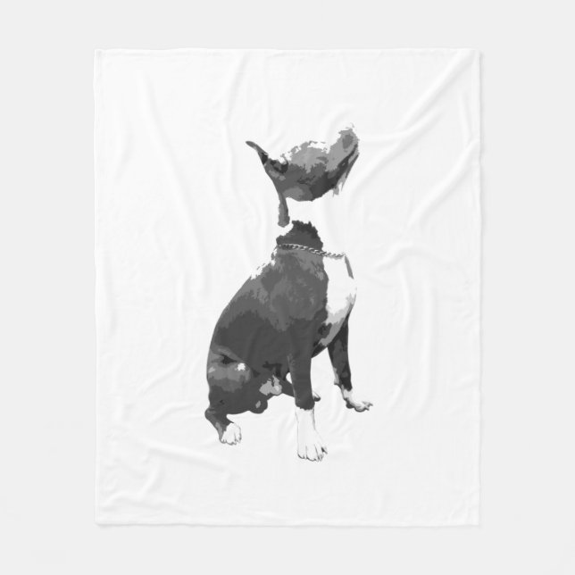 Cobertor De Velo Trendy Black and White Pit Bull dog (Frente)