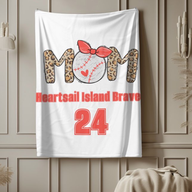 Cobertor De Velo Trendy Hand desenhou Baseball Mãe Personalizada (Trendy Baseball Mom Personalized Fleece Blanket)
