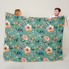 Cobertor De Velo Trendy Turquoise Flores selvagens Padrão fofo