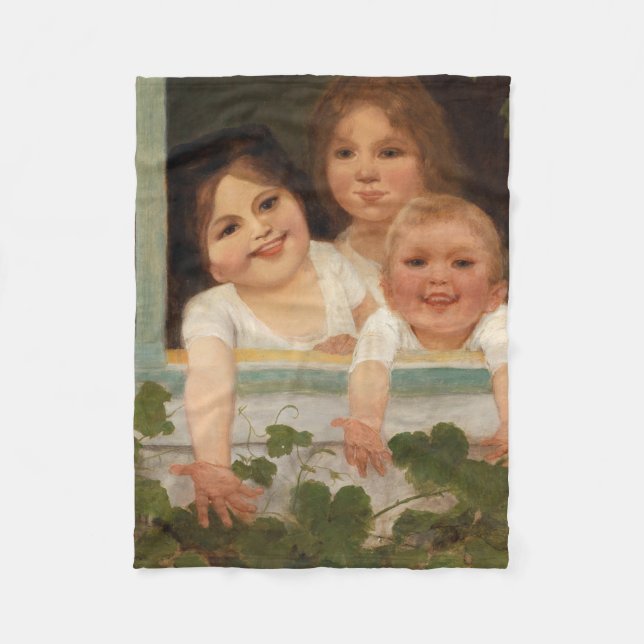 Cobertor De Velo Três crianças na janela (Frente)